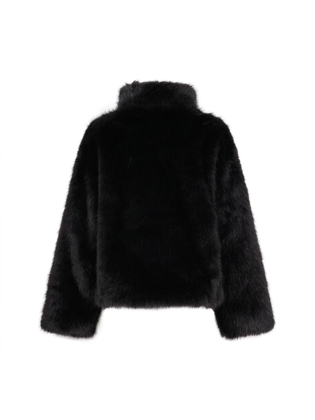 Purple Faux Fur Boxy Jacket in Black