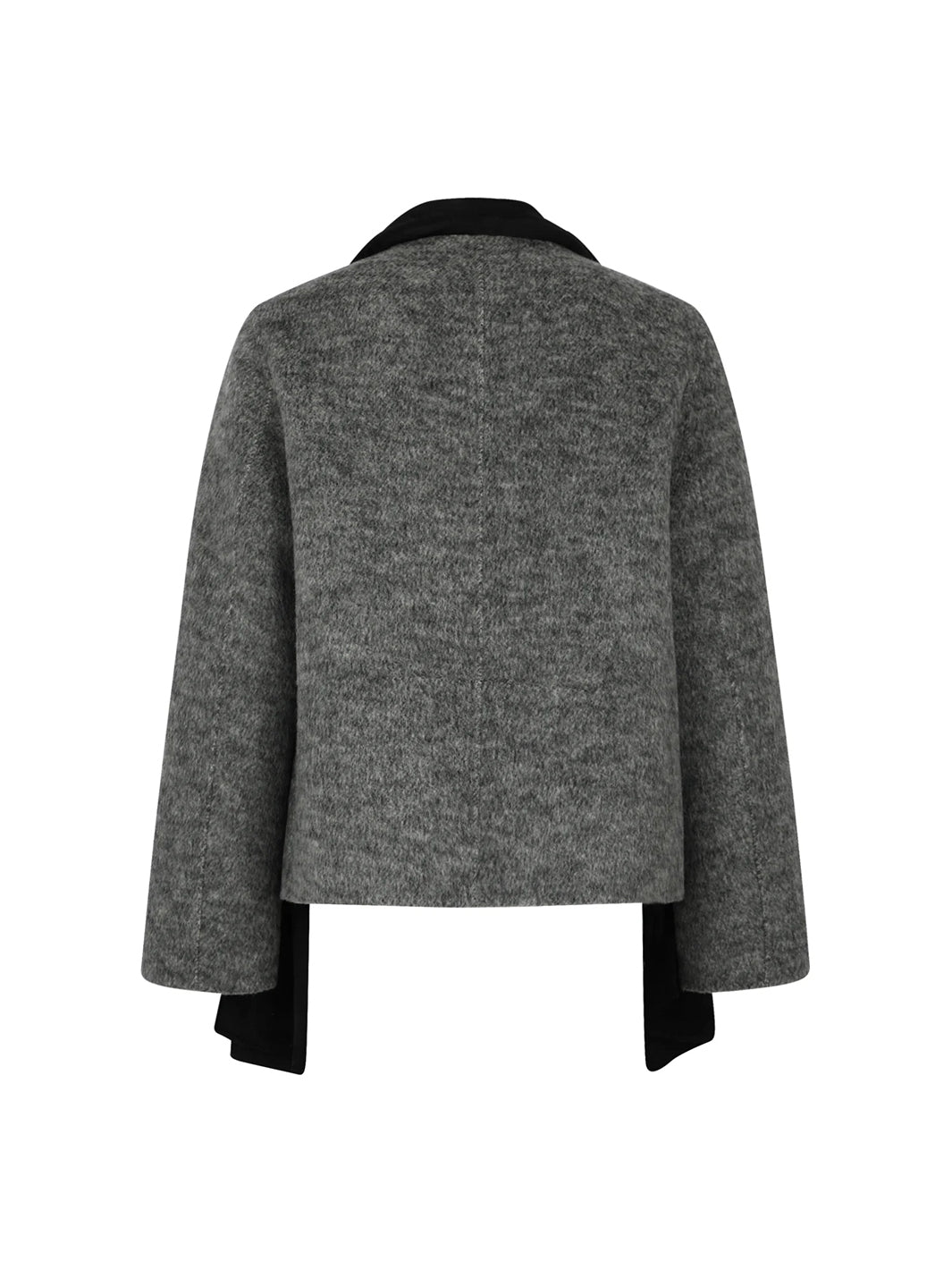 Glamor Double-Breasted Cape with Matching Scarf in Grey