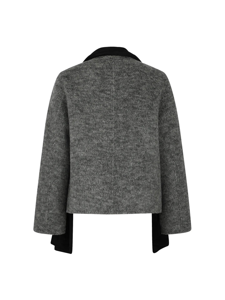 Glamor Double-Breasted Cape with Matching Scarf in Grey