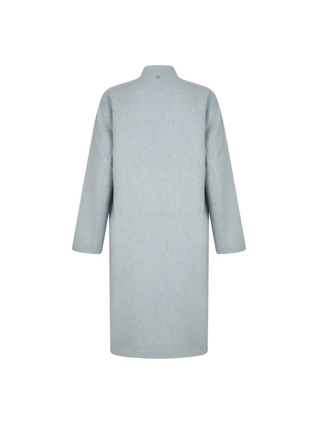 Asymmetric Coat with Cascading Fringes in Sky Blue
