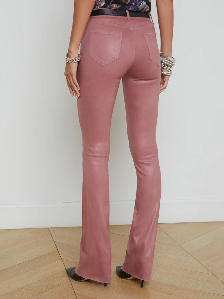 Ruth Coated High-Rise Straight Jean in Mauve Rose