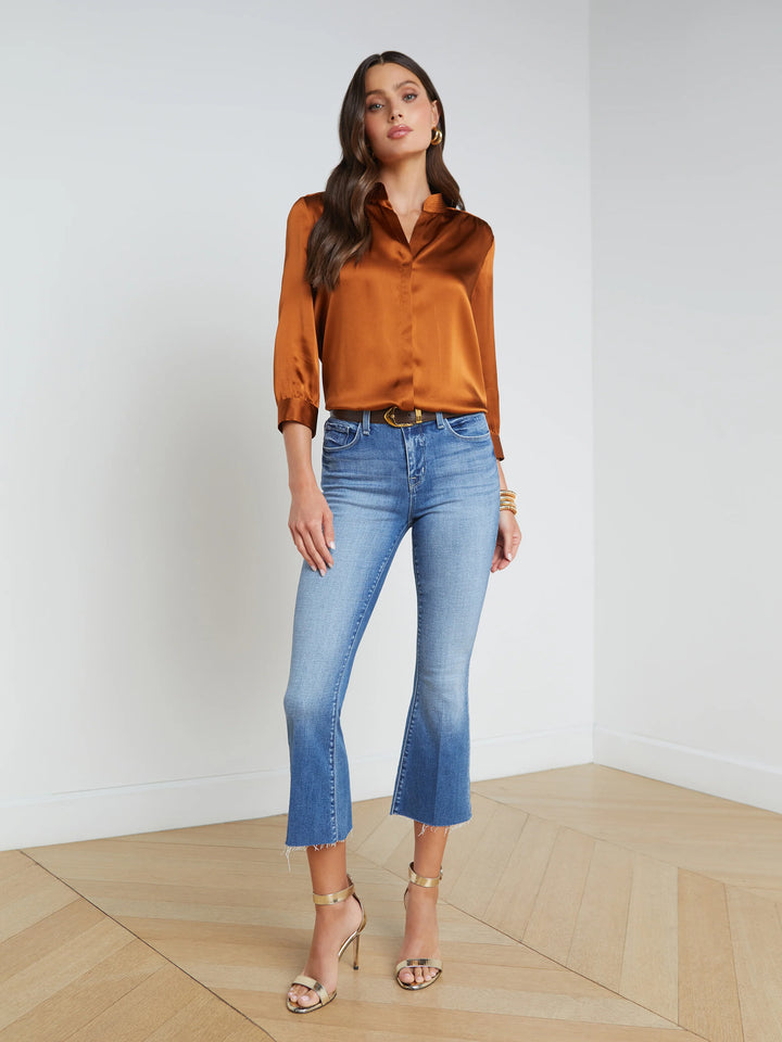 Kendra High Rise Cropped Flare in Gardenia