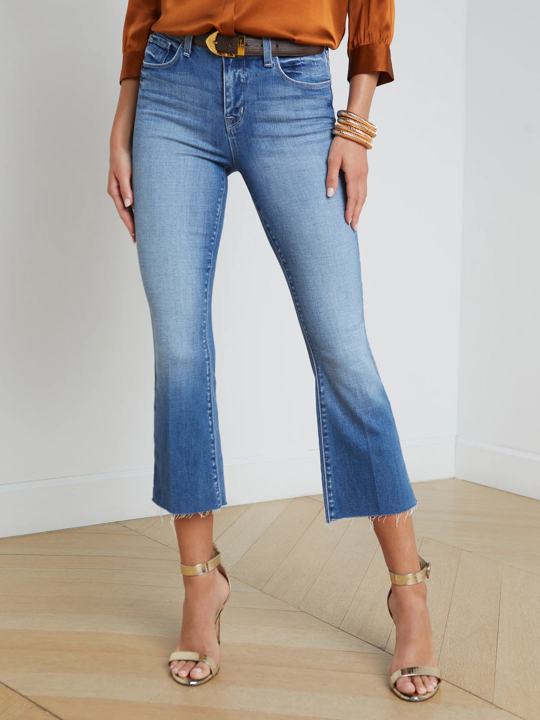 Kendra High Rise Cropped Flare in Gardenia