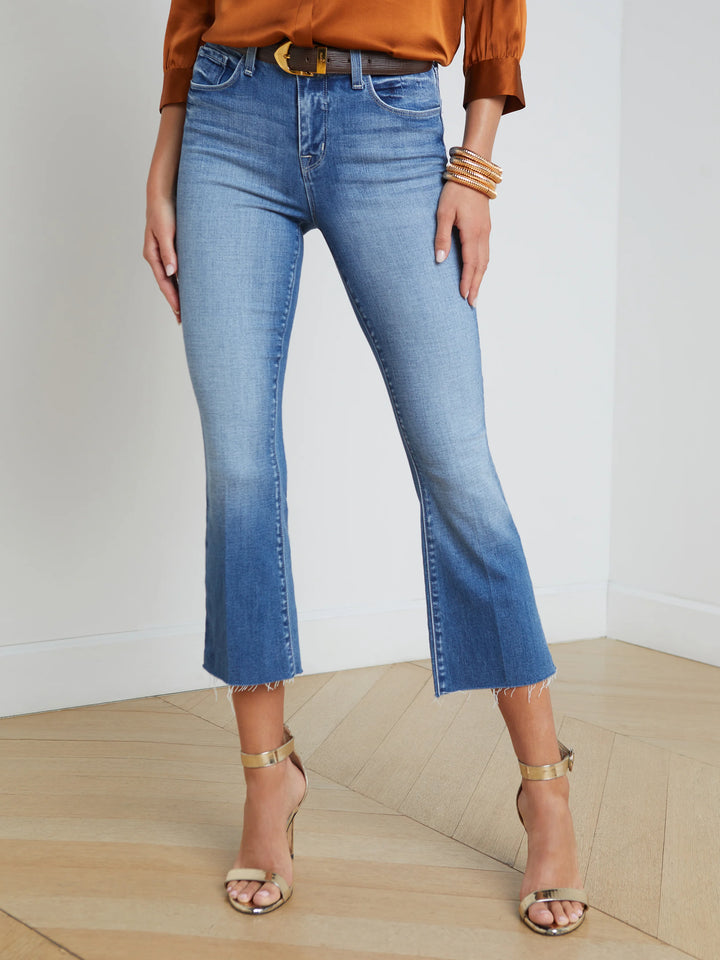 Kendra High Rise Cropped Flare in Gardenia