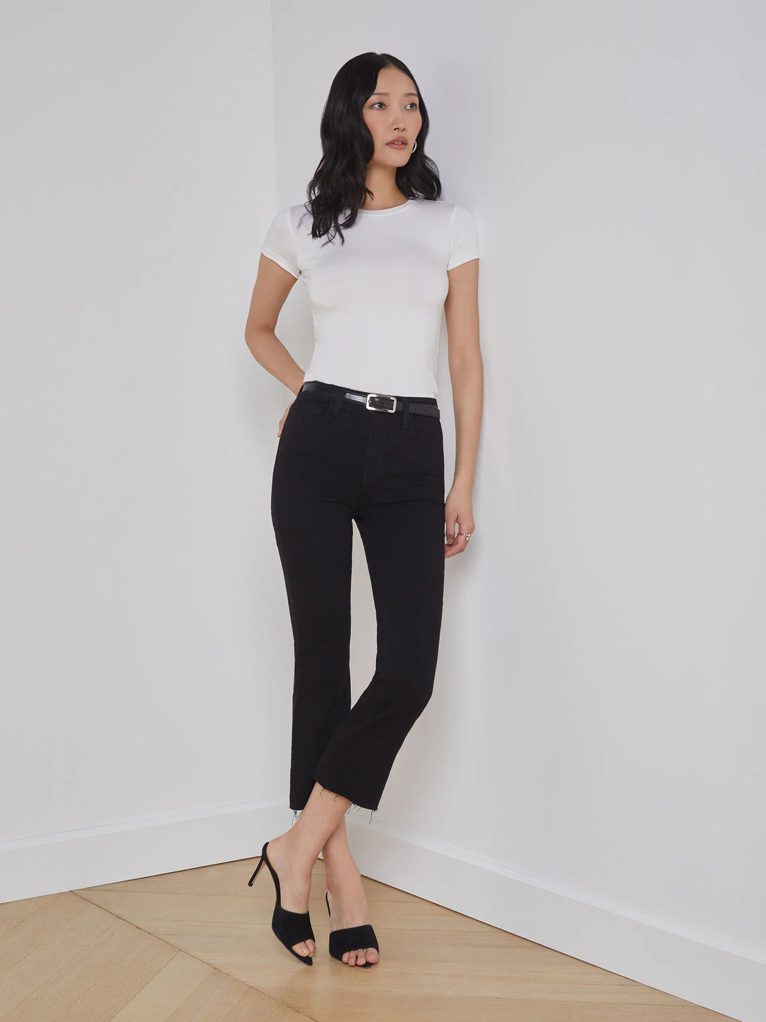 Kendra Cropped Flare Jean in Black
