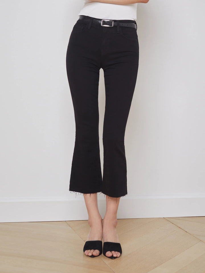 Kendra Cropped Flare Jean in Black