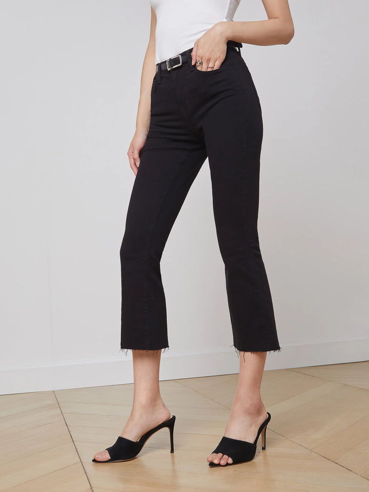 Kendra Cropped Flare Jean in Black