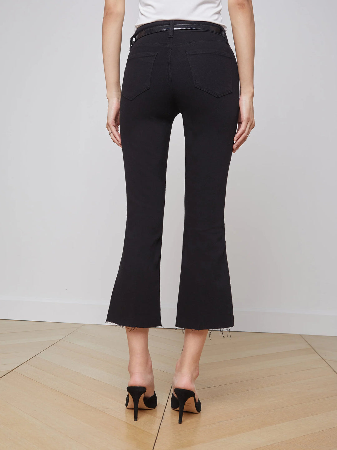 Kendra Cropped Flare Jean in Black