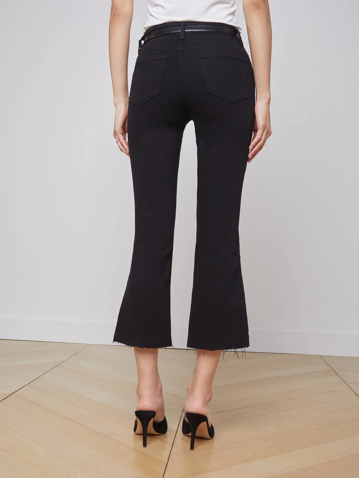 Kendra Cropped Flare Jean in Black
