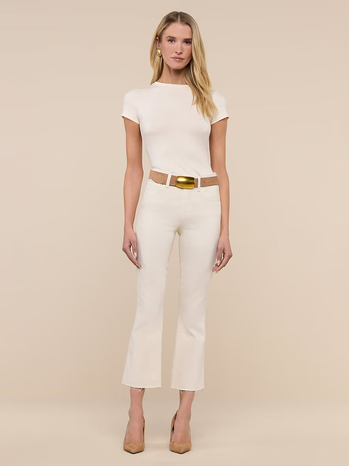 Kendra Cropped Flare Jean in Vintage White