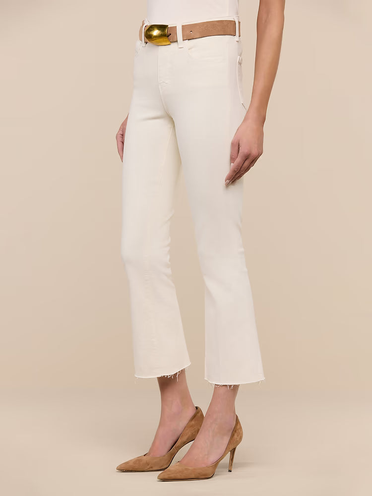 Kendra Cropped Flare Jean in Vintage White