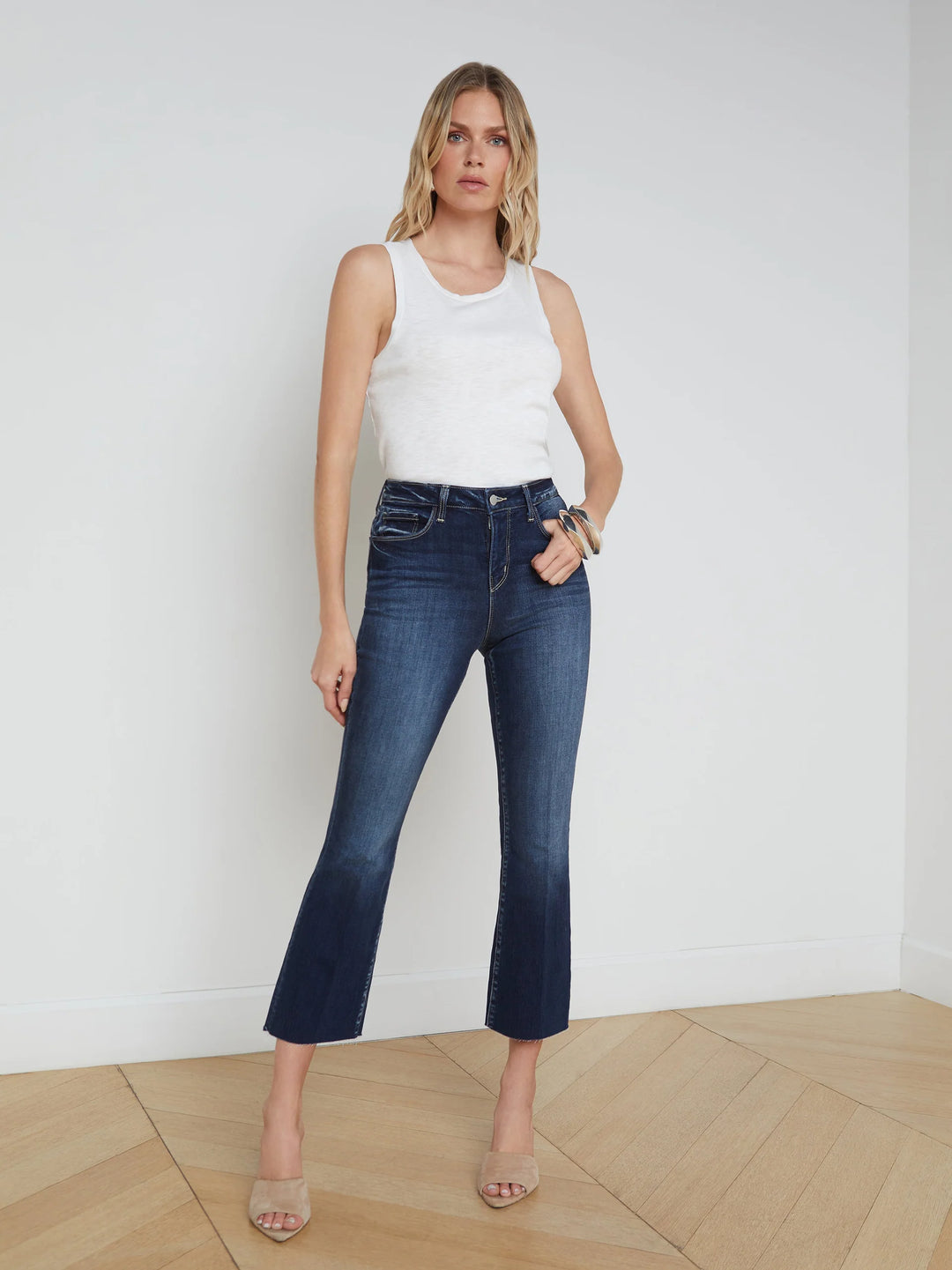 Kendra High-Rise Cropped Flare Jean in Columbia