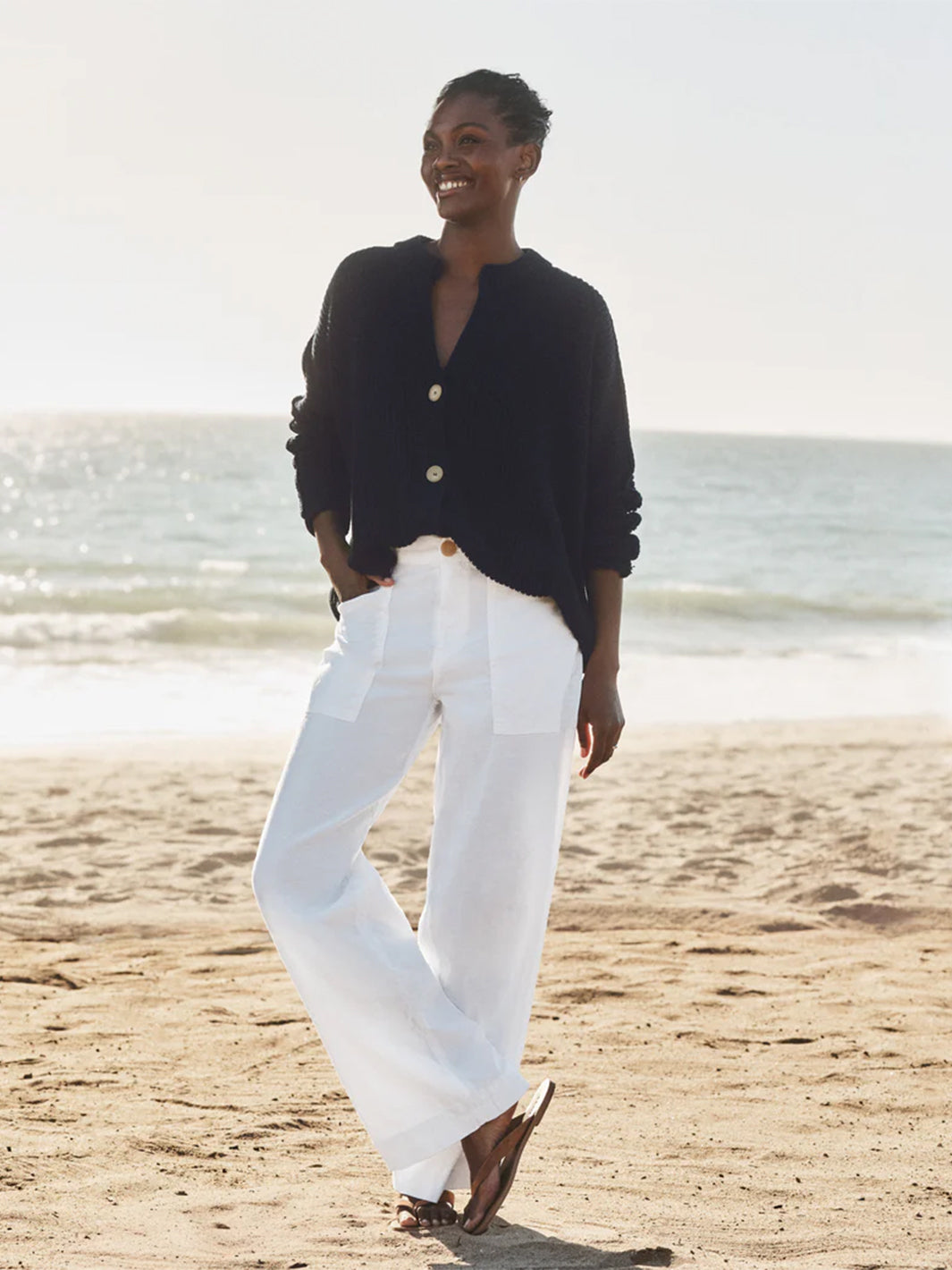 Limerick Wide-Leg Carpenter Pant in White