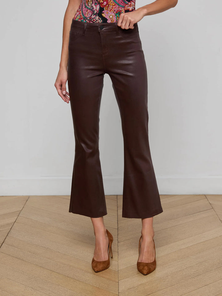Kendra High-Rise Cropped Flare Jean in Chocolate Coated
