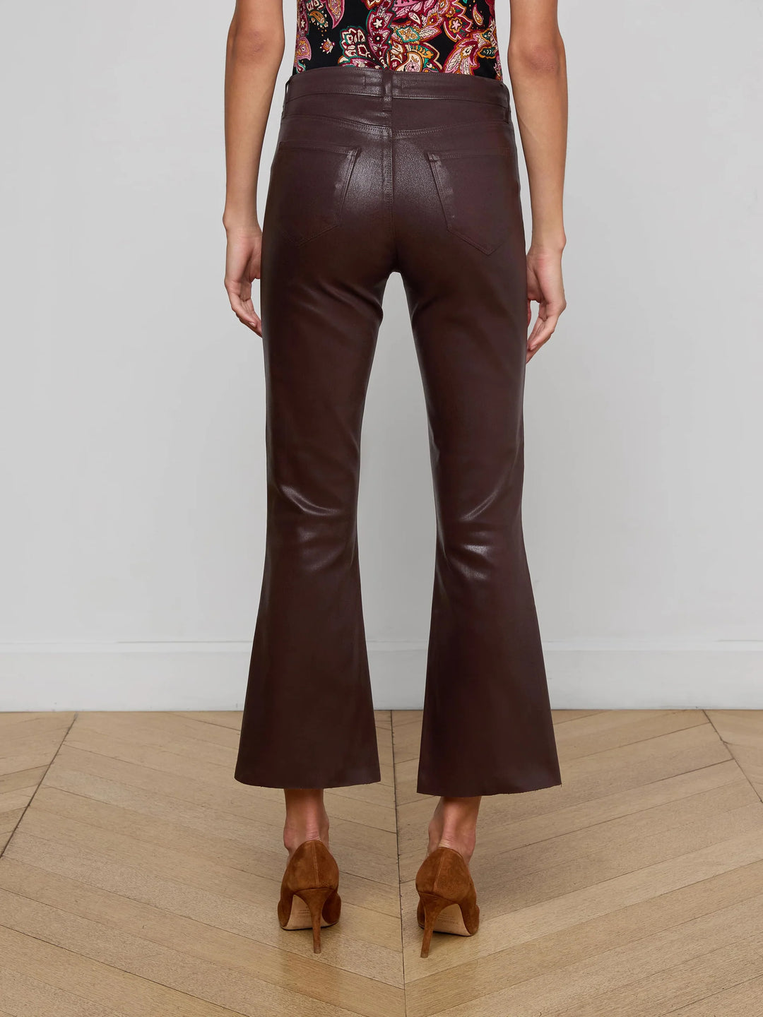 Kendra High-Rise Cropped Flare Jean in Chocolate Coated