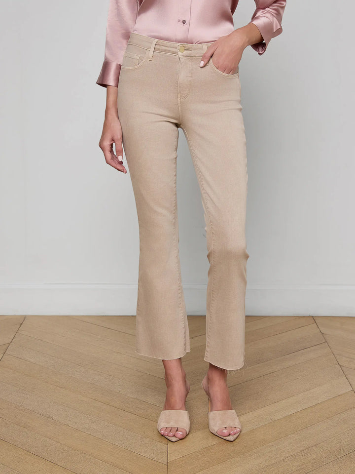 Kendra Cropped Flare Jean in Biscuit
