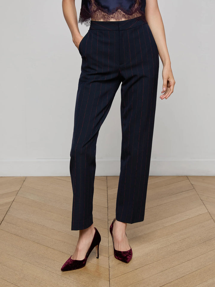 Rebel Pinstripe Trouser in Midnight Burgundy Pinstripe
