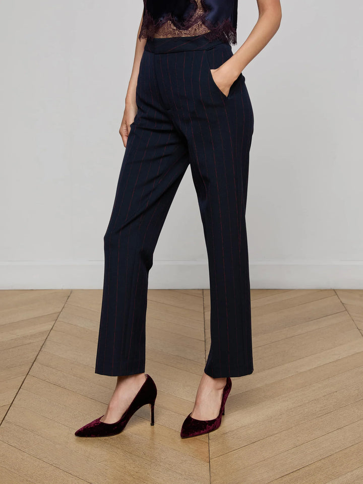 Rebel Pinstripe Trouser in Midnight Burgundy Pinstripe