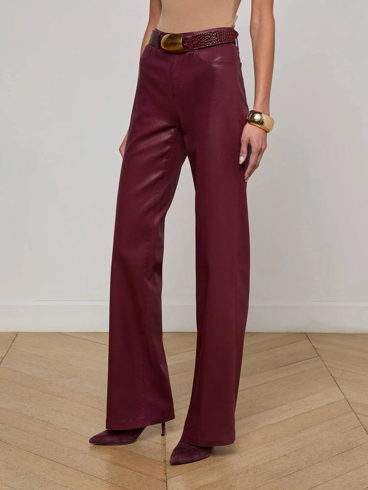Clayton Coated Wide-Leg Jean in Dark Port Coated