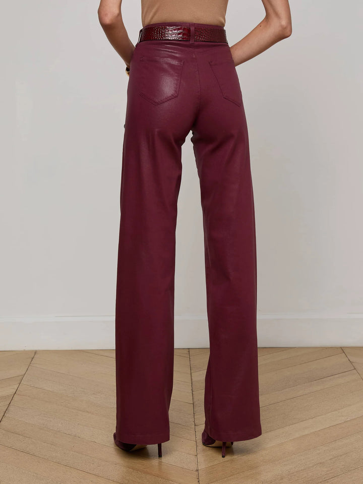 Clayton Coated Wide-Leg Jean in Dark Port Coated