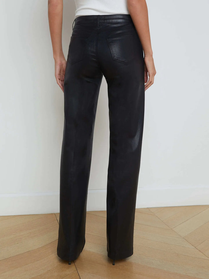 Clayton Coated Wide Leg Jean in Noir