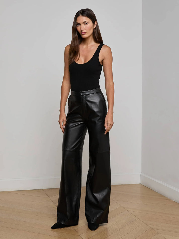 Livvy Leather Trouser in Black