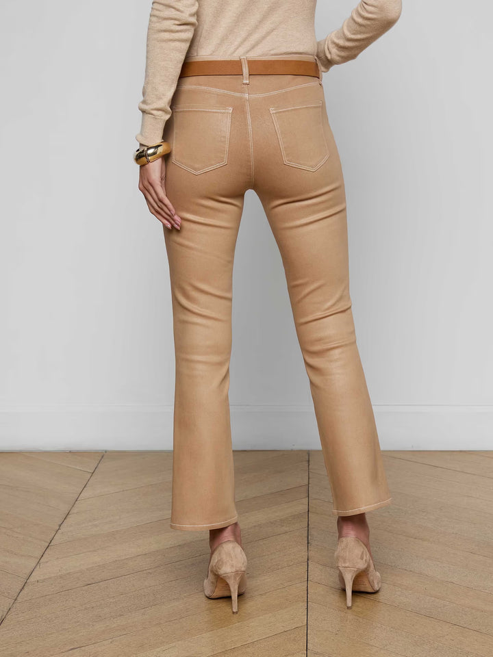 Tati Coated Boot Cut Jean in Light Chai Latte/White Contrast Coated