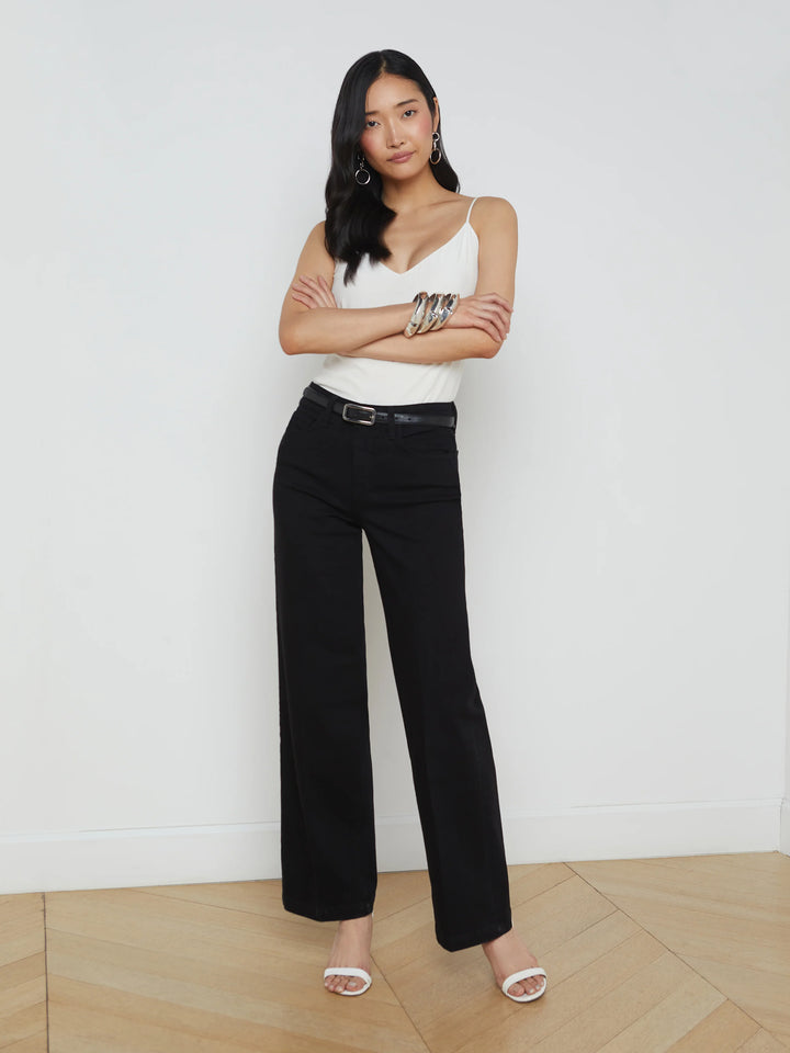 Scottie High Rise Wide Leg Jean in Black