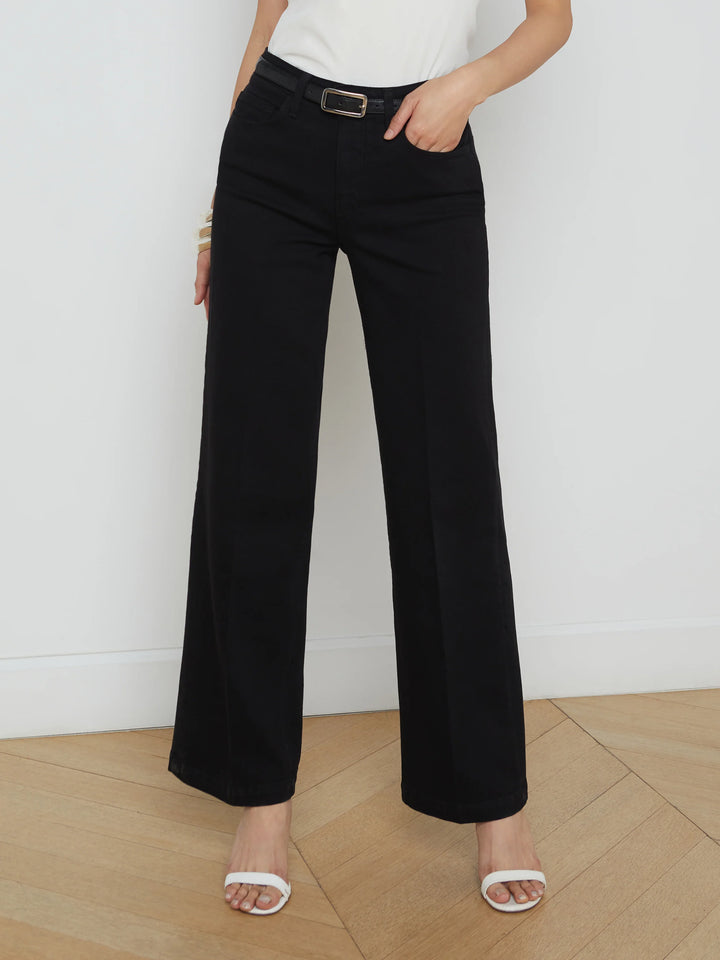 Scottie High Rise Wide Leg Jean in Black