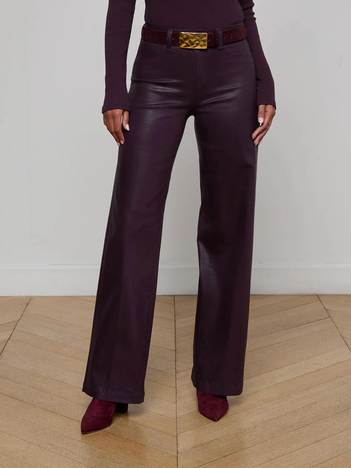 Scottie High-Rise Wide-Leg Jean in Dark Malbec Coated