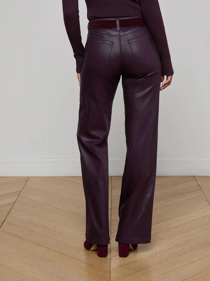 Scottie High-Rise Wide-Leg Jean in Dark Malbec Coated