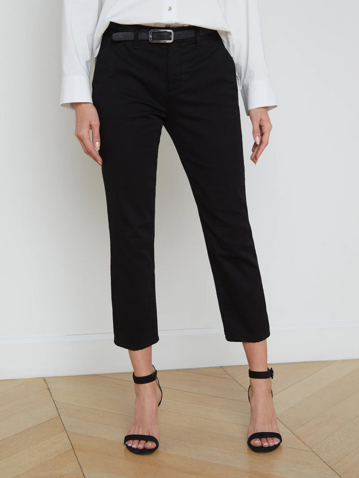 Harlow High Rise Crop Trouser in Noir