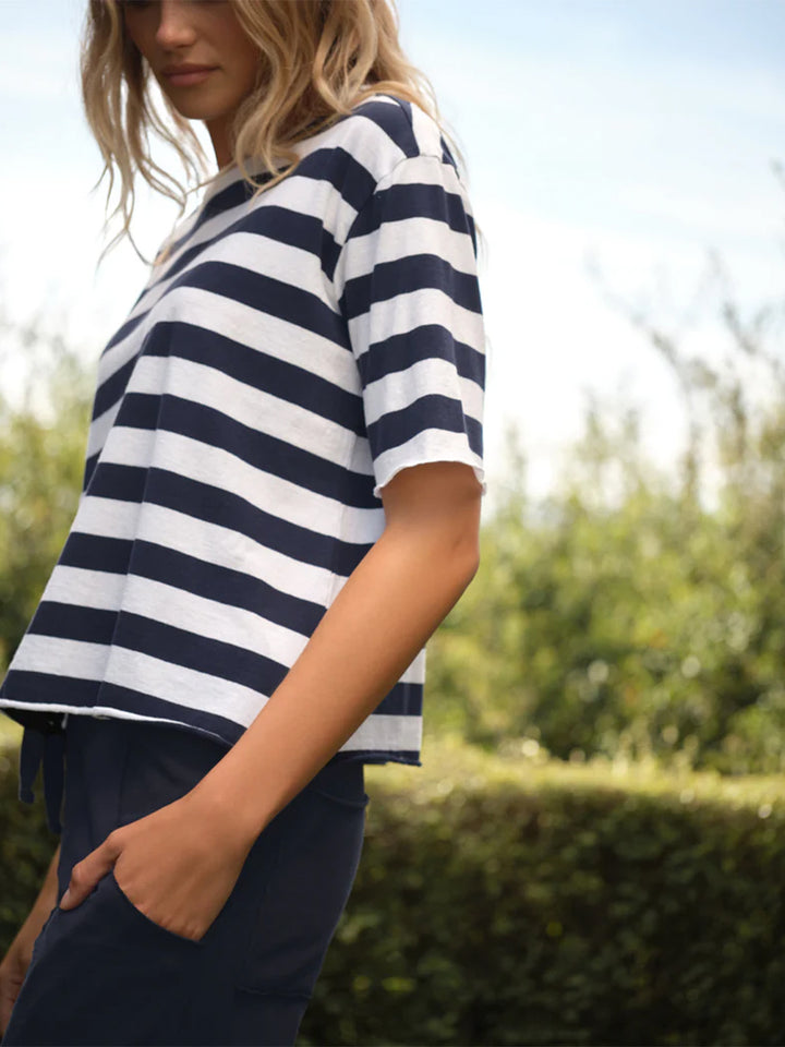 Perry NYC Crewneck Tee in Nautical Stripe