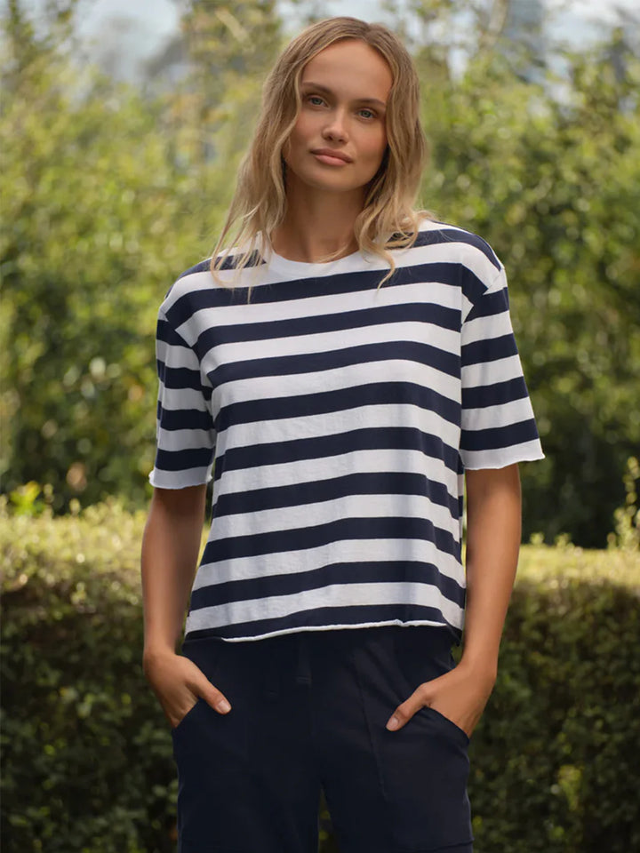 Perry NYC Crewneck Tee in Nautical Stripe