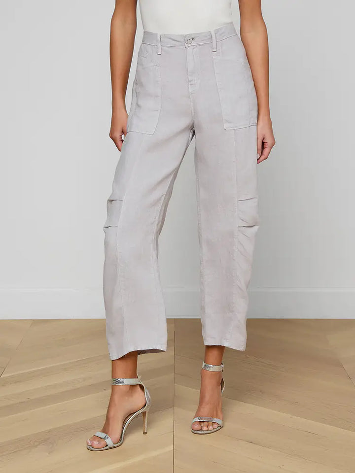 Cody Cropped Linen Pant in Light Pewter