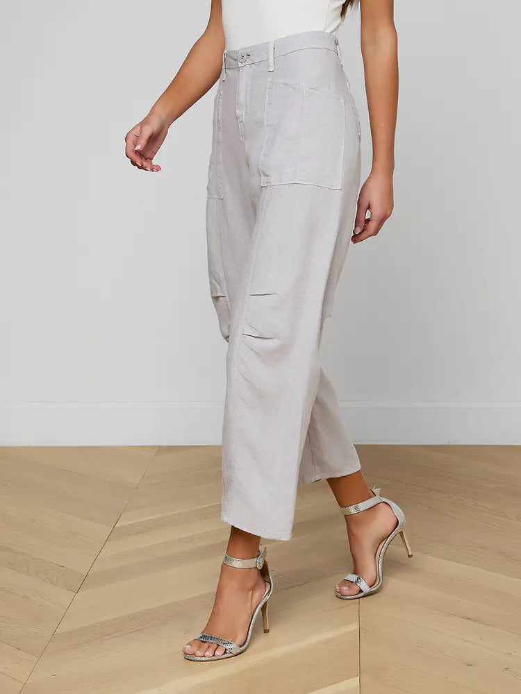 Cody Cropped Linen Pant in Light Pewter