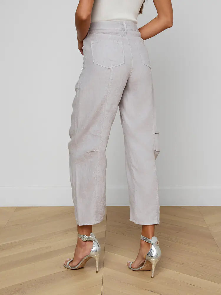 Cody Cropped Linen Pant in Light Pewter