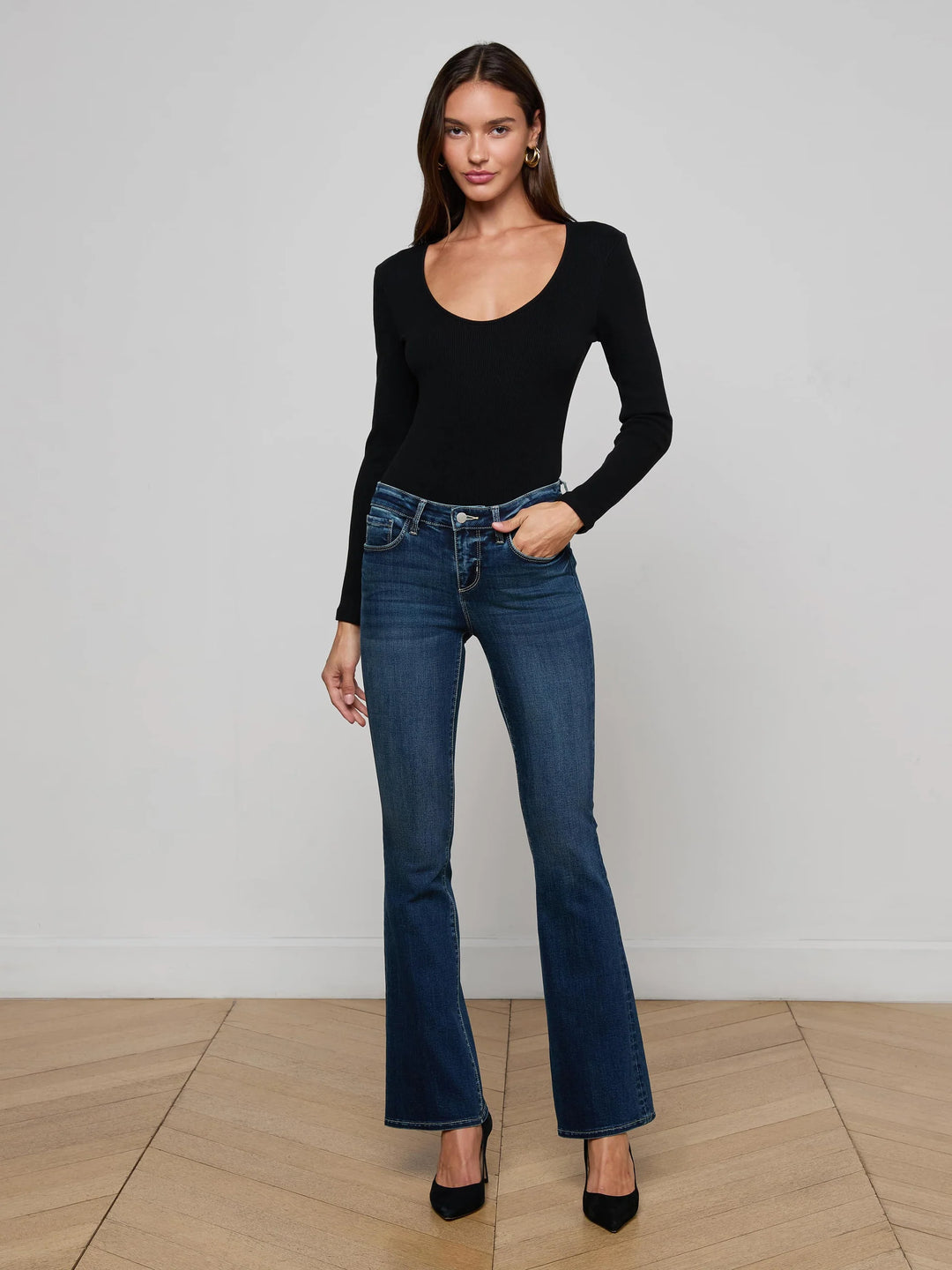 Cara Low-Rise Bootcut Jean in Roxbury