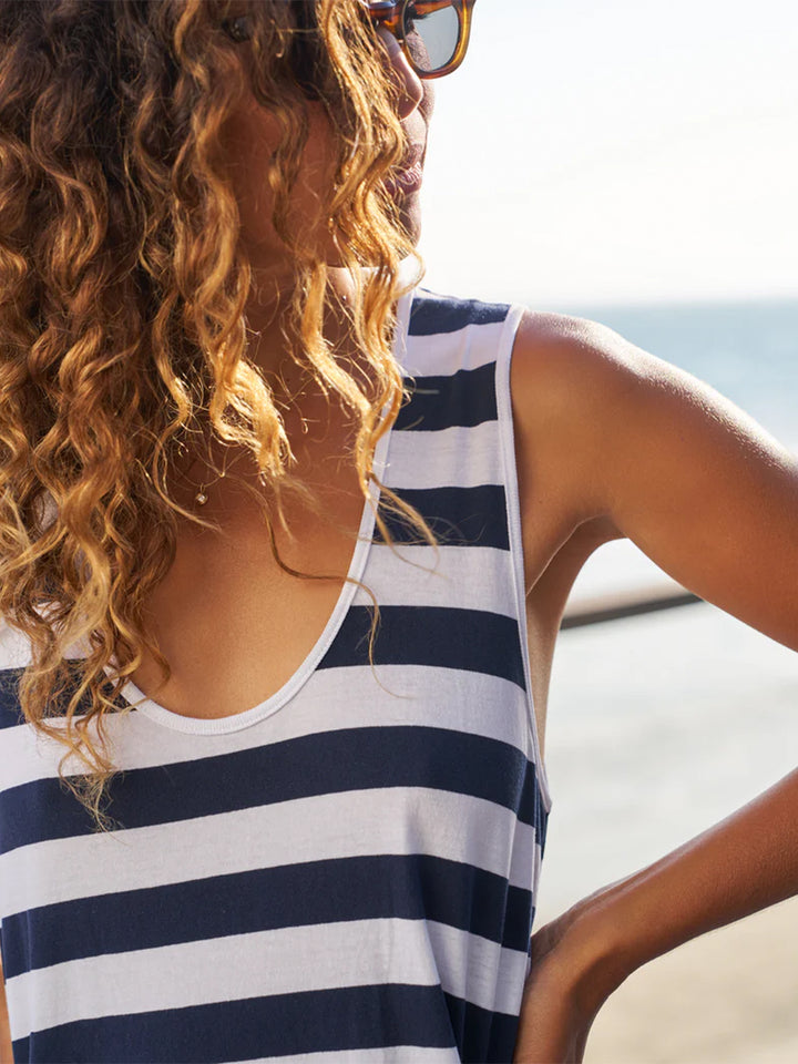 Dylan Scoop Neck Maxi Dress in Nautical Stripe