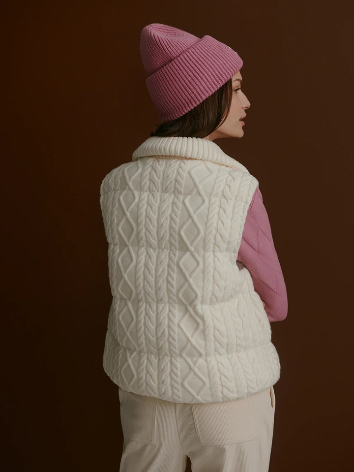 Irina Cable Knit Gilet in Egret