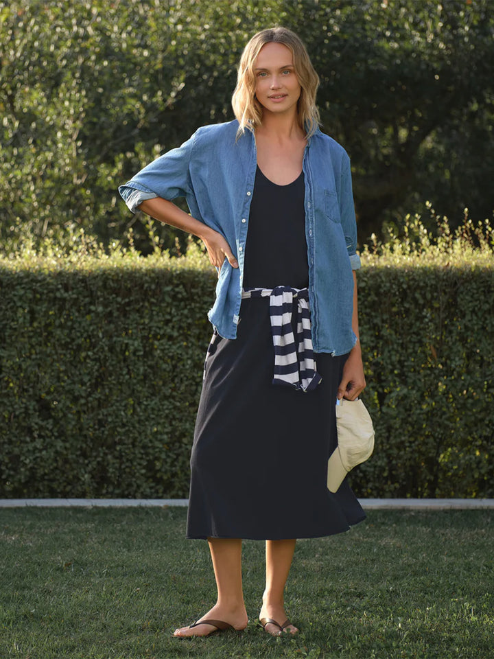 Dylan Scoop Neck Maxi Dress in British Royal Navy