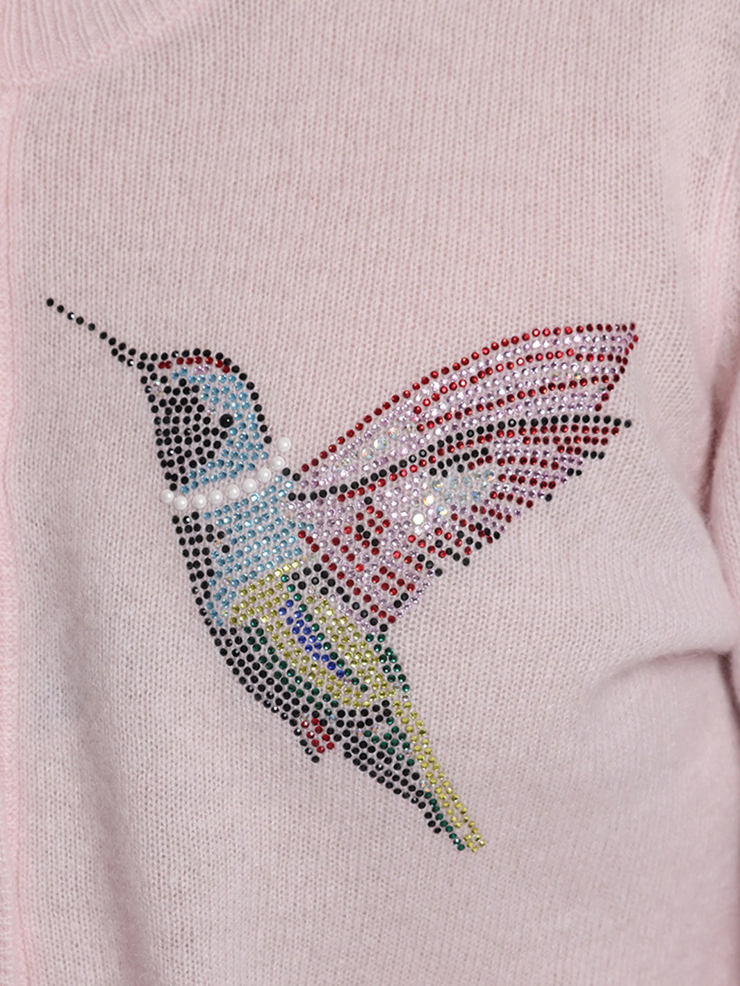 Cashmere Hummingbird Bling Crew Neck in Lotus