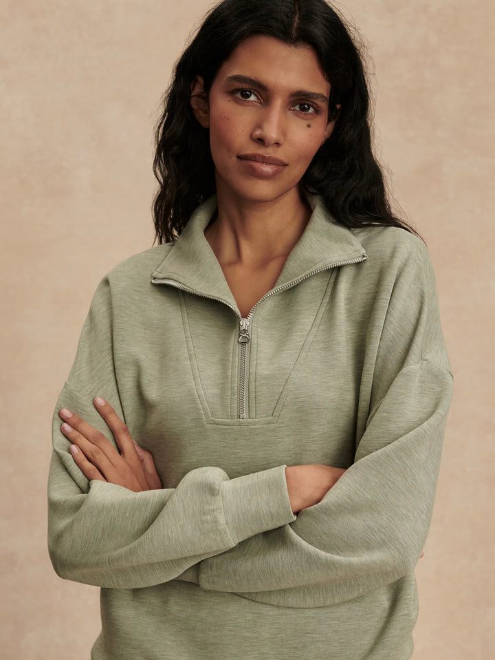 Hawley Half Zip Sweat in Shadow Marl