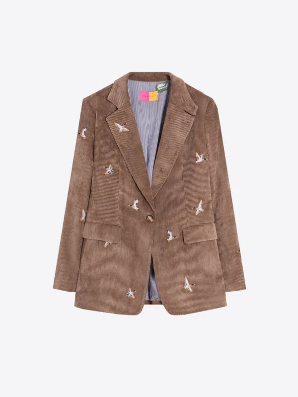 Corduroy Jacket with Embroidery in Brown