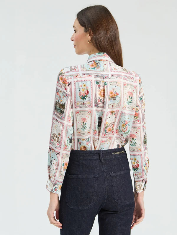 Vintage Card Print Tea Shirt in Pink