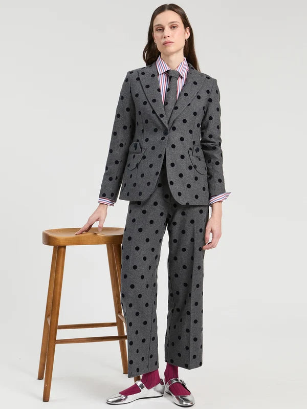 Ari Blazer in Grey/Black Polkadots