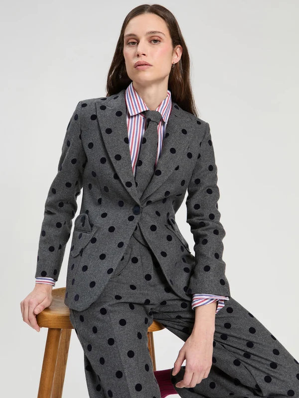 Ari Blazer in Grey/Black Polkadots