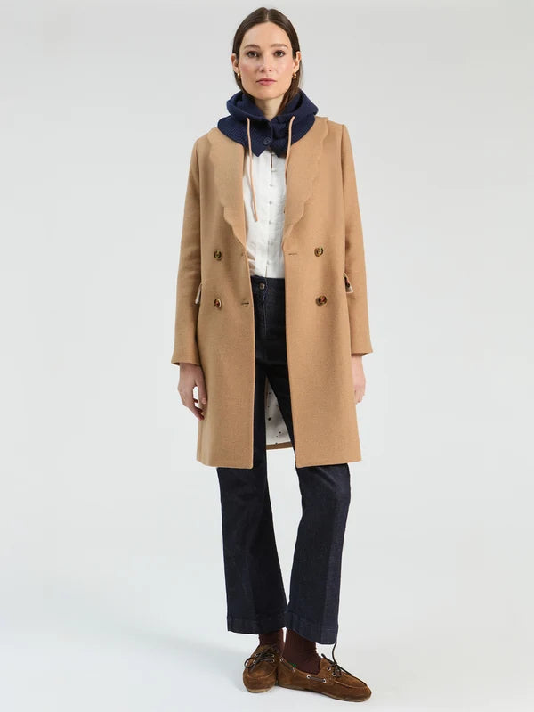 Loretta Double Breasted Wool Coat in Camel