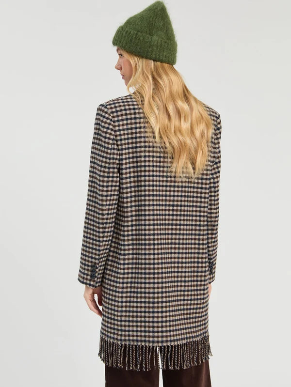 Plaid Coat with Fringes in Plaid