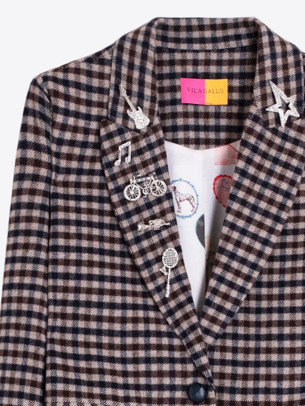 Plaid Coat with Fringes in Plaid